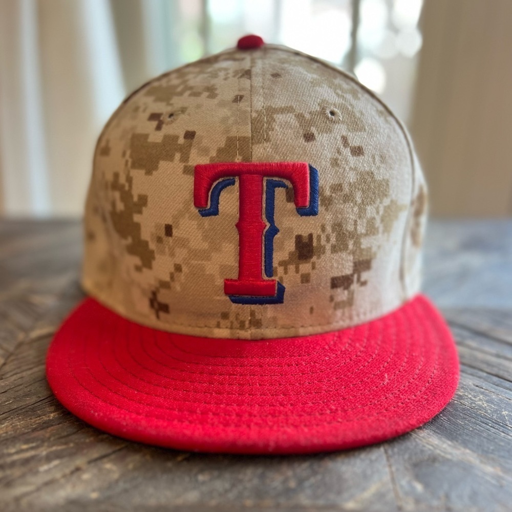 Texas Rangers Flat Bill Camo Fitted Hat